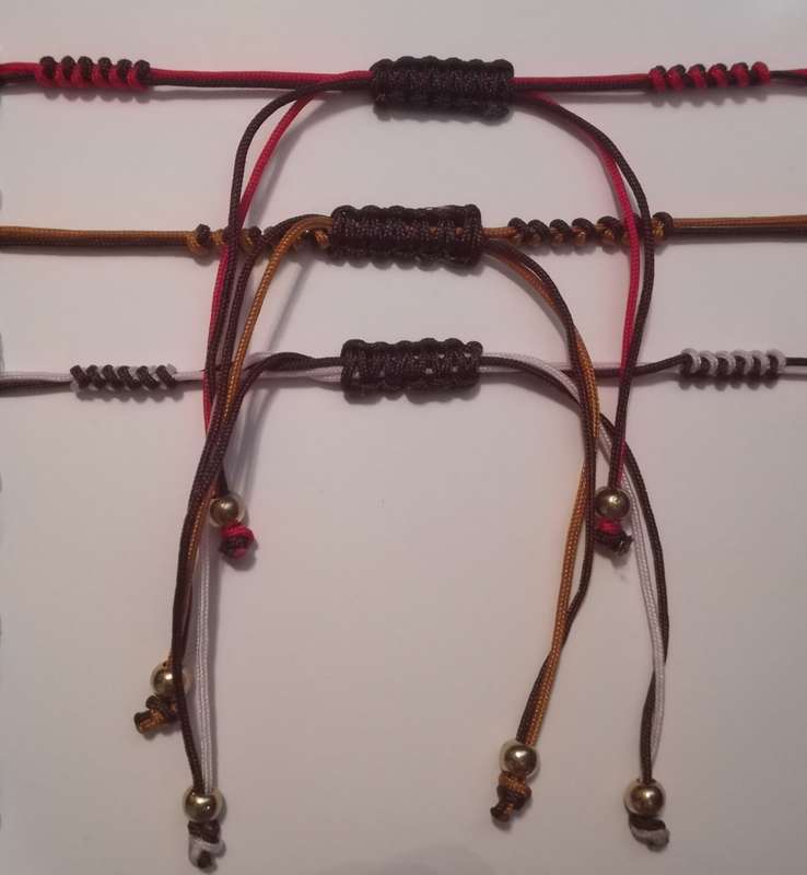 Decorative Multi-coloured Stone Thread Bracelet in Red , Amber & Pink