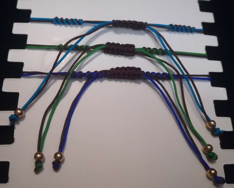 Decorative Multi-coloured Stone Thread Bracelet in Light Blue , Dark Blue and Green