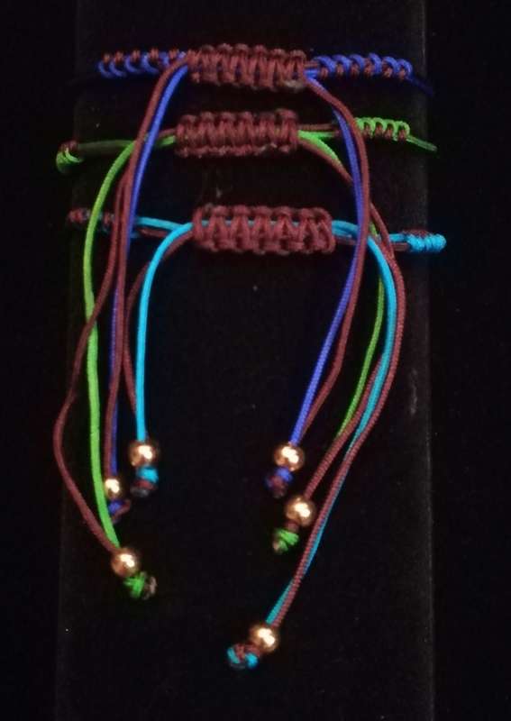 Decorative Multi-coloured Stone Thread Bracelet in Light Blue , Dark Blue and Green