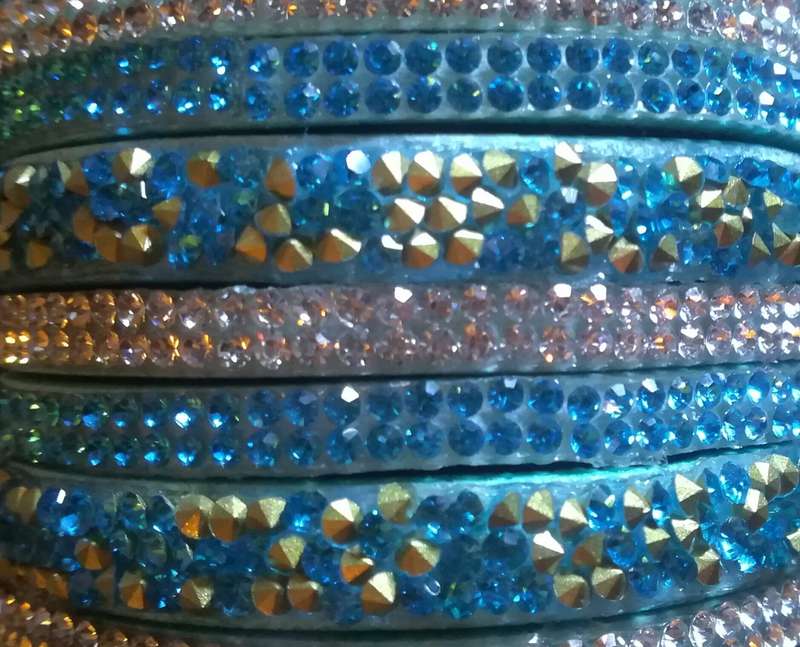 Multilayer Wrap Faux Suede Light Blue Rhinestone Bracelet