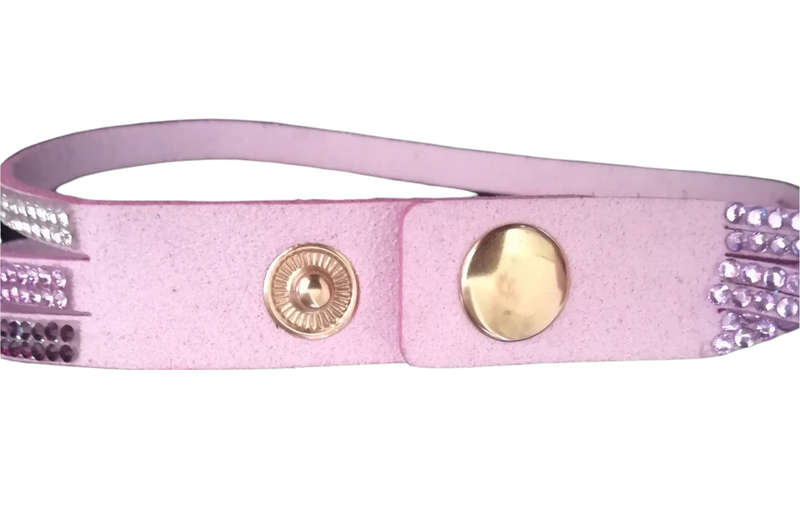 Multilayer Double Wrap Faux Suede Lilac Rhinestone Bracelet