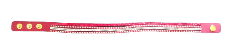 Multilayer Double Wrap Faux Suede Red Rhinestone Studded Bracelet