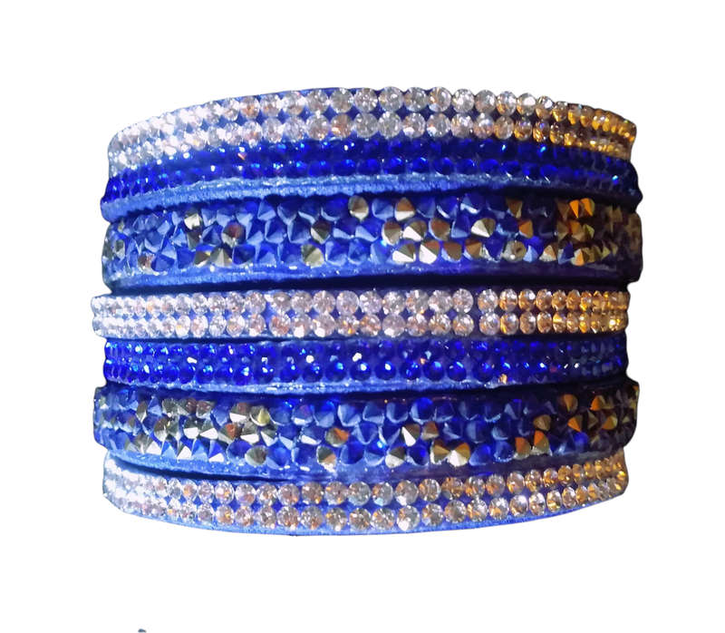Multilayer Wrap Faux Suede Dark Blue Rhinestone Bracelet