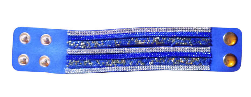 Multilayer Wrap Faux Suede Dark Blue Rhinestone Bracelet