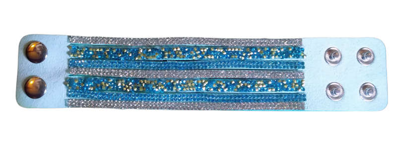 Multilayer Wrap Faux Suede Light Blue Rhinestone Bracelet