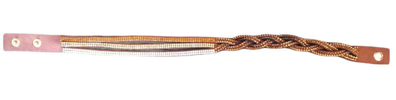Multilayer Double Wrap Faux Suede Brown Rhinestone Bracelet