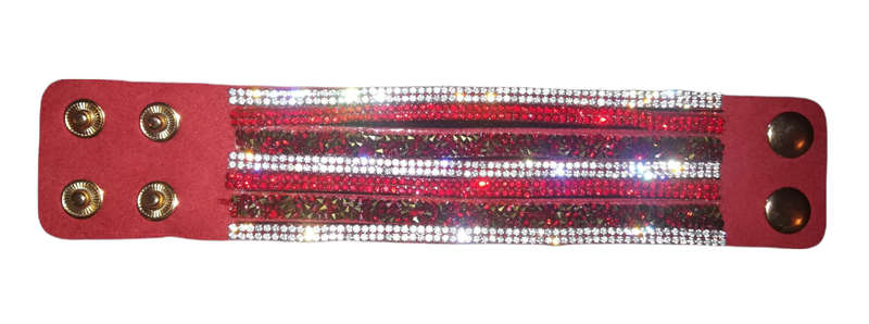 Multilayer Wrap Faux Suede Red Rhinestone Bracelet