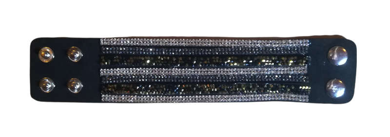 Multilayer Wrap Faux Suede Black Rhinestone Bracelet