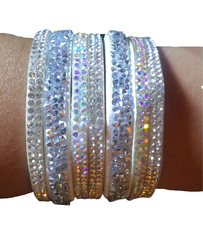 Multilayer Wrap Faux Suede White Rhinestone Bracelet