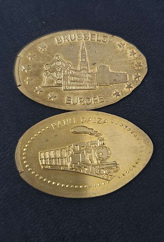 2 X BELGIUM ELONGATED COINS