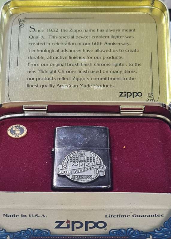 VERY RARE 60TH ANNIVERSARY ZIPPO LIGHTER