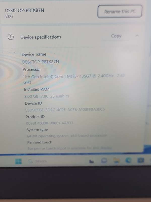 Lenovo ideapad Core i5 11th gen 14inches