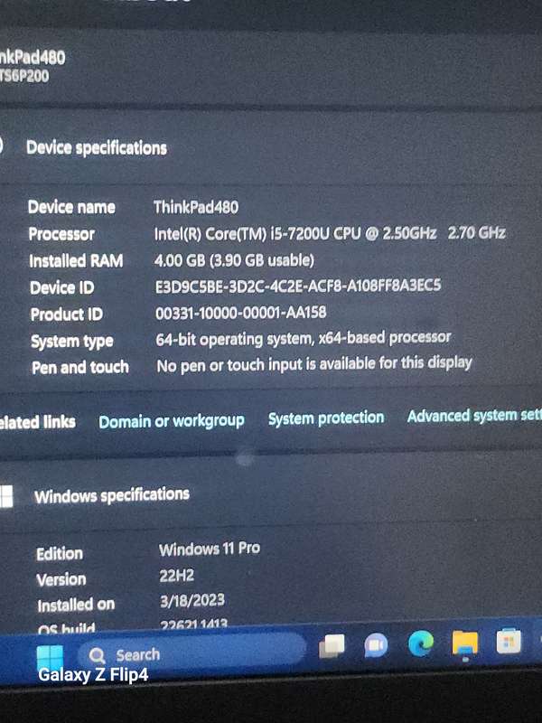 Lenovo ThinkPad L480 Core i5 7th gen 128SSD 4gign Ram