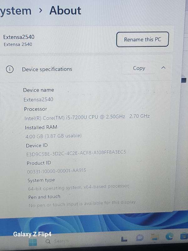Acer Extensa 2540 Intel Core i5-7200U 2.50GHz Dual Core 15.6" HD (1366x768) Ultra-Slim ComfyView 4GB