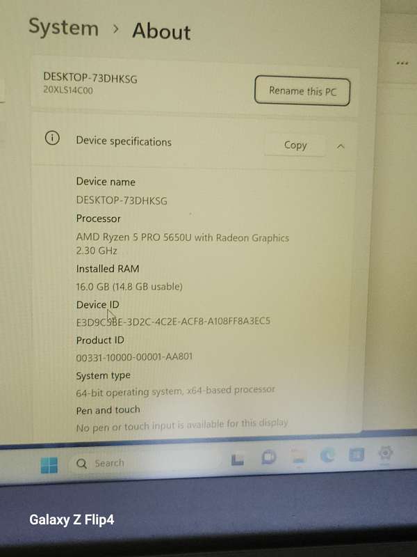 Lenovo T14 Ryzen 5 5650u pro Radeon Graphics 512NVMe 16gig ram