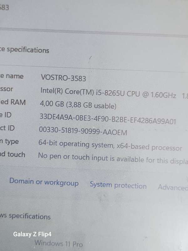 Dell Vostro 3583 LAPTOP | Intel Core i5 8265U 8th Gen 1.8GHz | 4GB RAM | 250 SSD| 15.6` LAPTOP