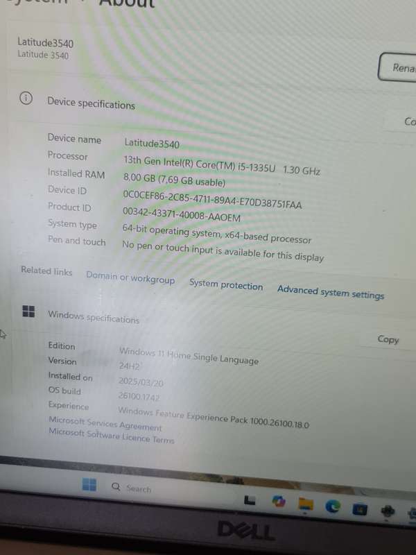 Dell Latitude 3540 Notebook PC  Core i5-1335U / 15.6 FHD / 8GB RAM / 256GB SSD / Win 11 Pro / Grey