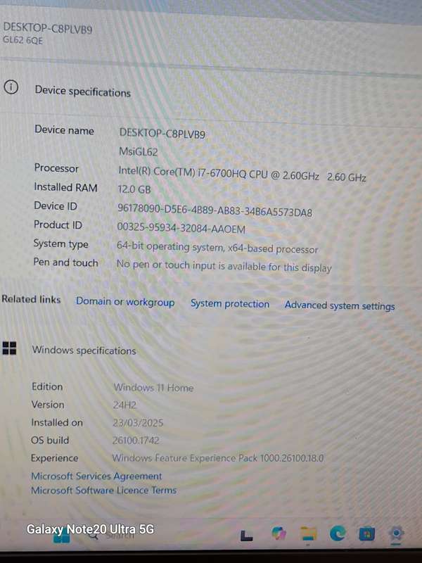 Msi Core i7 6th Gen Gaming laptop 1tb ssd 12gig ram