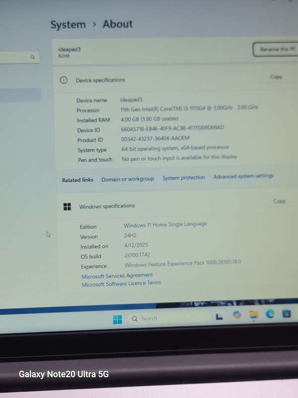 LENOVO IDEAPAD 3 CORE I3 11TH GEN 256GIG NVME 8GIG RAM WINDOWS 11 24H2