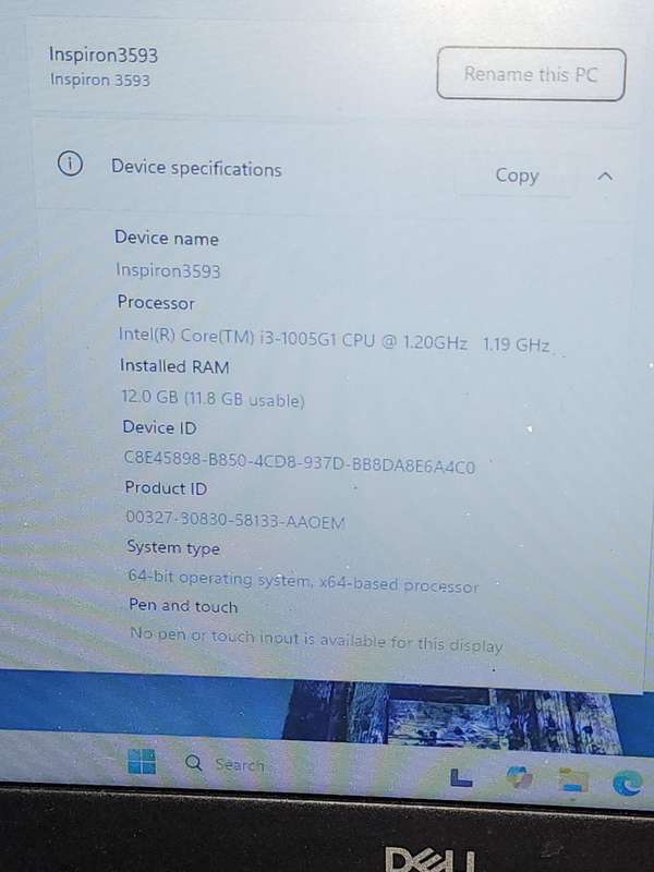 DELL INSPIRON  CORE  I3 10TH GEN 1TB HDD 12GIG RAM