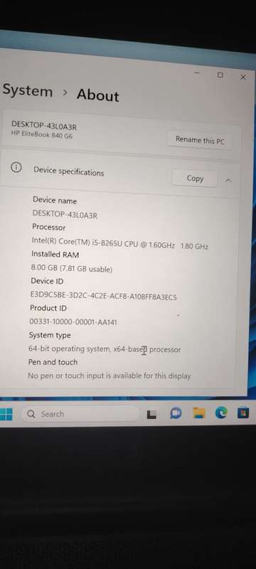 HP EliteBook 840 G6 Intel i5, 8th Gen  Laptop with Win 11