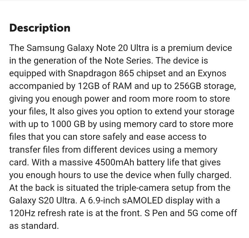 Galaxy Note 20 ultra 256gig 12gig Ram Dual sim