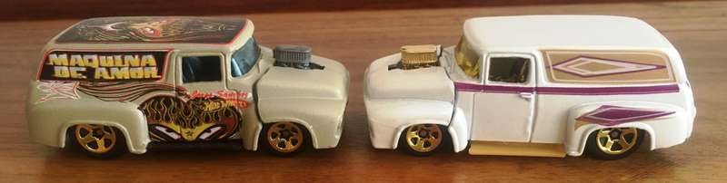 2x 1956 Ford F100 Panel Hotwheels 2005 & 2000 1.64 Lose