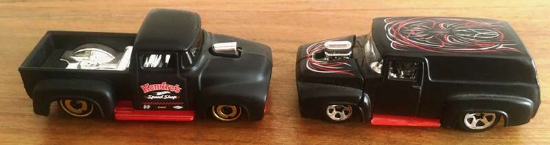 Lot of 2 1956 Ford F100 Pick-up & Panel Hotwheels 2019 & 2002 Black 1.64 Lose