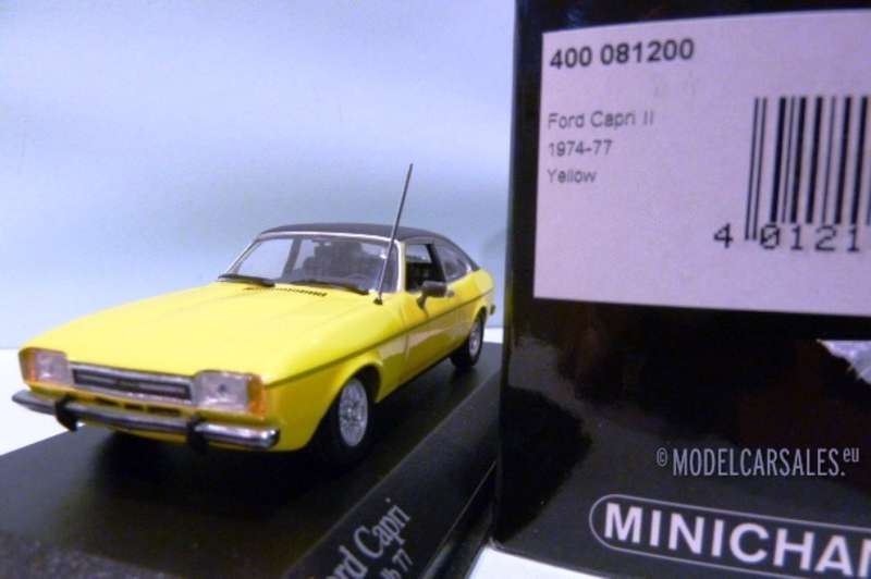 Ford Capri 1977 MiniChamps 1-43 Yellow Black Roof Boxed
