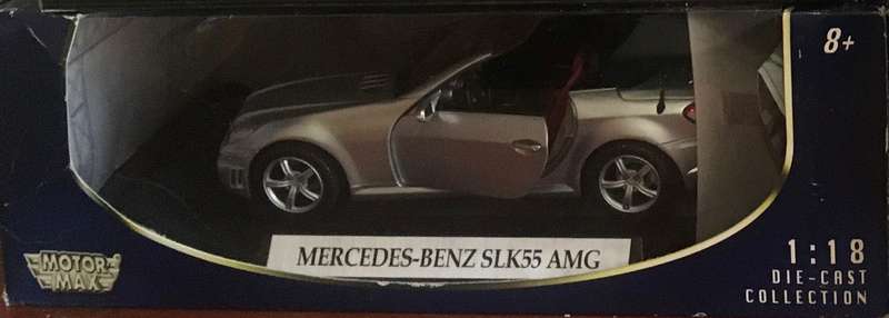 Mercedes Benz 2008 SLK55 AMG Motormax Silver 1-18 Boxed