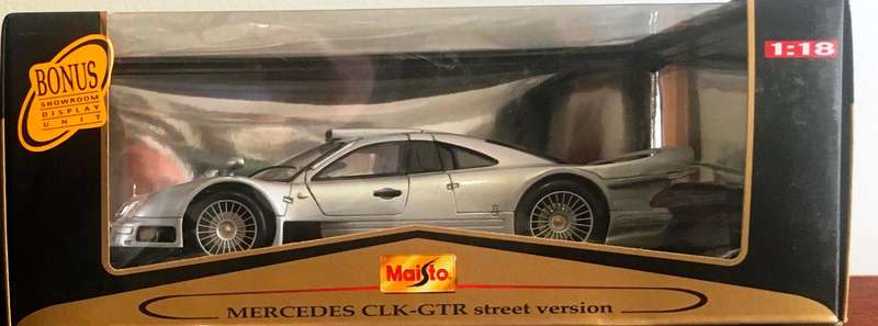 Mercedes Benz CLK GTR Street Version Maisto Silver 1-18 Boxed