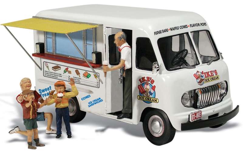 Woodland Scenics Ike's Ice Cream Truck N Scale + 6x Figures