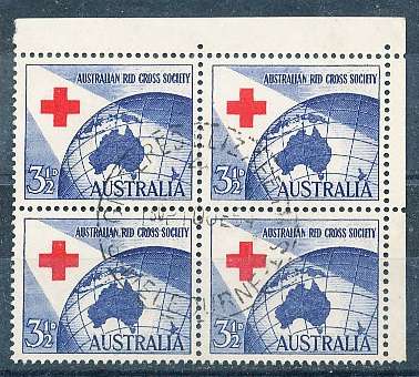 AUSTRALIA  1954 -     Red Cross Society  -   FINE  USED BLOCK OF 4