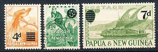PAPUA NEW GUINEA 1957  -  Issues of 1952 Surcharged  FULL  SET    -  FINE USED