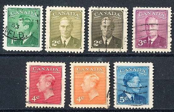 CANADA  1949  -    KGVI   Inscription: "POSTES POSTAGE"  FULL  SET   -  FINE USED