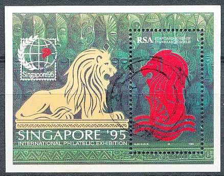 RSA  - 1995 -  Stamp Exhibition "SINGAPORE '95"  MINI-SHEET  -FINE  POSTALLY USED