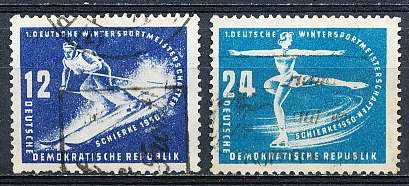 GERMANY  DDR   1950  - Winter Sports FULL SET     -   FINE USED