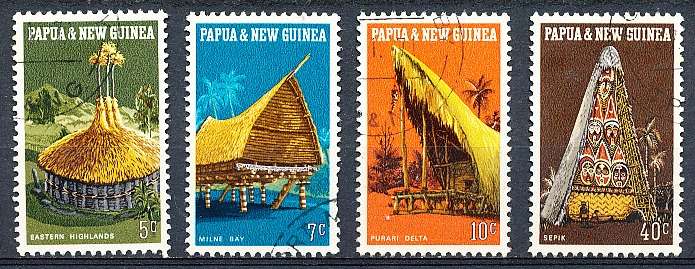 PAPUA NEW GUINEA 1971 -   Native Dwellings  FULL  SET    -   FINE USED