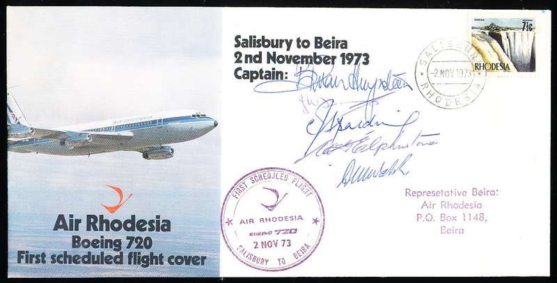 RHODESIA  - 1973  -   SALISBURY  to BEIRA   COVER   MULTIPLE SIGNATURES-  FINE ITEM