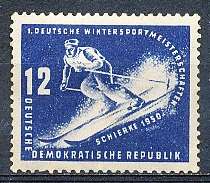 GERMANY  DDR   1950  - Winter Sports 12 Pfg    -   MINT