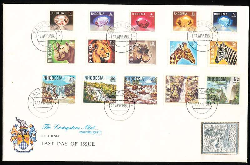 RHODESIA   COVER  WITH  SILVER  STAMP ATTACHED