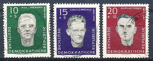 GERMANY  DDR   1960  -  Resistance Heroes  FULL  SET     -  FINE USED