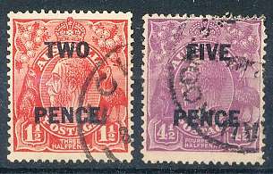 AUSTRALIA  1930 -    King George V - Surcharged   SET  FINE  USED