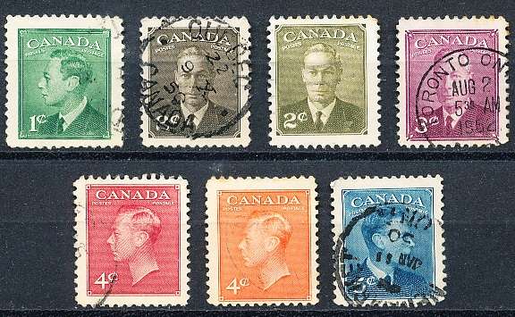 CANADA  1949  -    KGVI   Inscription: "POSTES POSTAGE"  FULL  SET   -  FINE USED