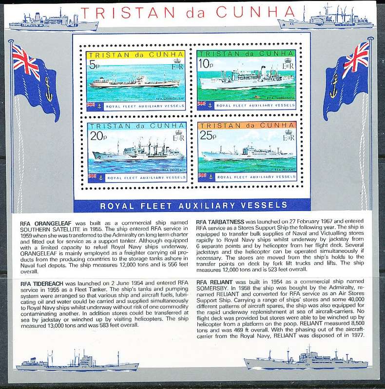 TRISTAN da CUNHA  - 1978   Ships - Royal Fleet  Vessels  SHEET  -    FINE  MINT