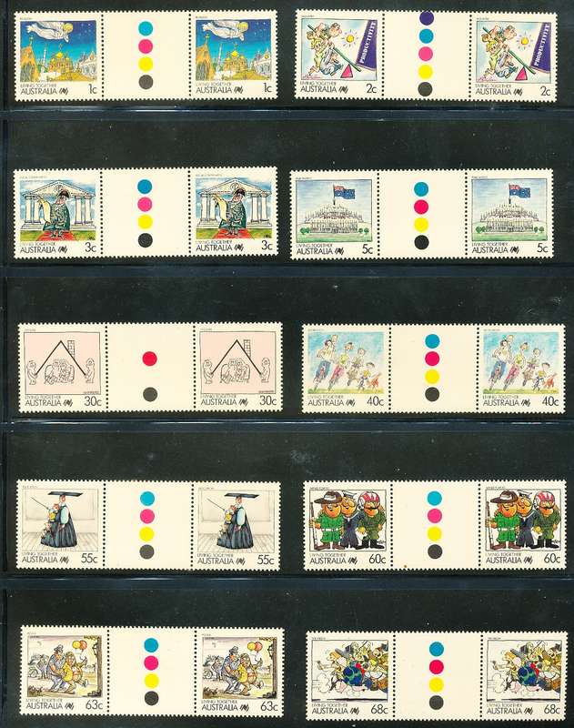 AUSTRALIA  1988 -    Cartoons  GUTTER PAIRS -   MARCH ISSUE -   FINE  MINT