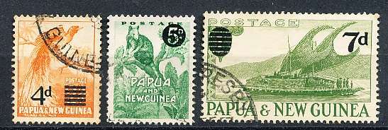 PAPUA NEW GUINEA 1957  -  Issues of 1952 Surcharged  FULL  SET    -  FINE USED