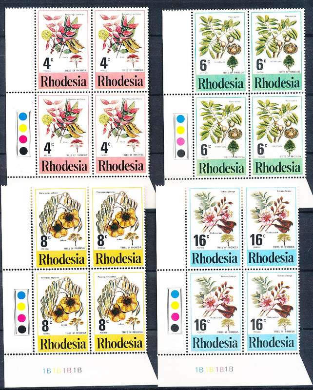 RHODESIA   - 1976   Tree Blossom  C/BLOCKS  "B"  -   FINE MINT