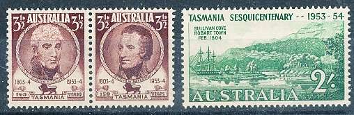 AUSTRALIA  1953 -   First Office in Tasmania    FULL  SET  -   MINT