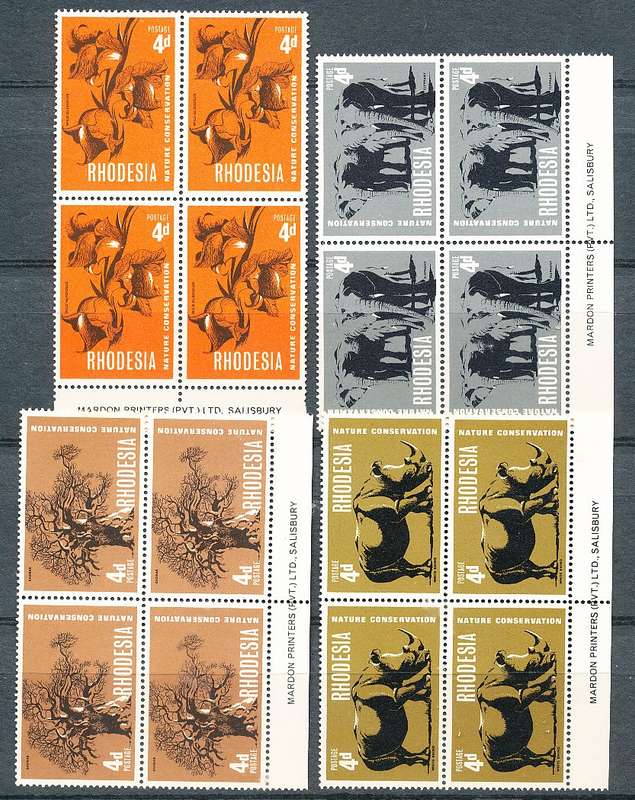 RHODESIA   - 1967   Nature Conservation   IMPRINT BLOCKS   -   FINE MINT